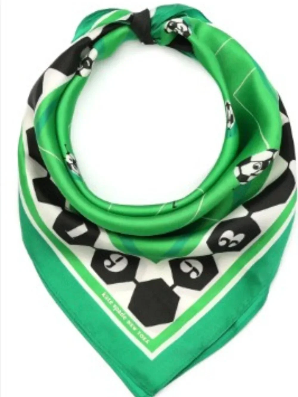 KATE SPADE Soccer Silk Bandana Scarf in Fern Moss